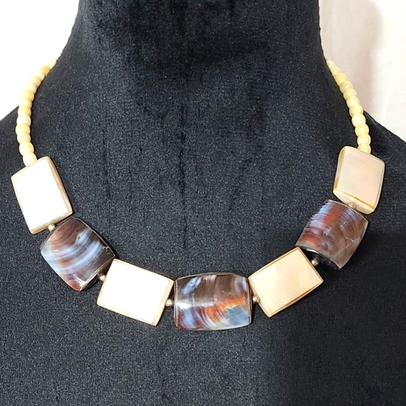 Vintage Late 60's Rare Abalone Mother of Pearl Necklace - Picture 1 of 6